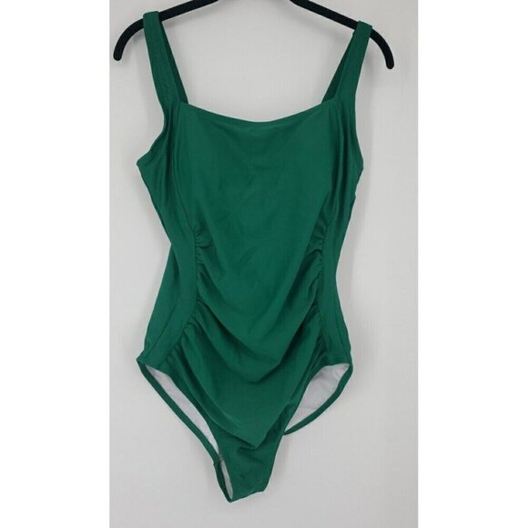 Hilor ARMY GREEN Shirred Tummy Control One Piece Swimsuit US 12 NWT - Picture 2 of 9